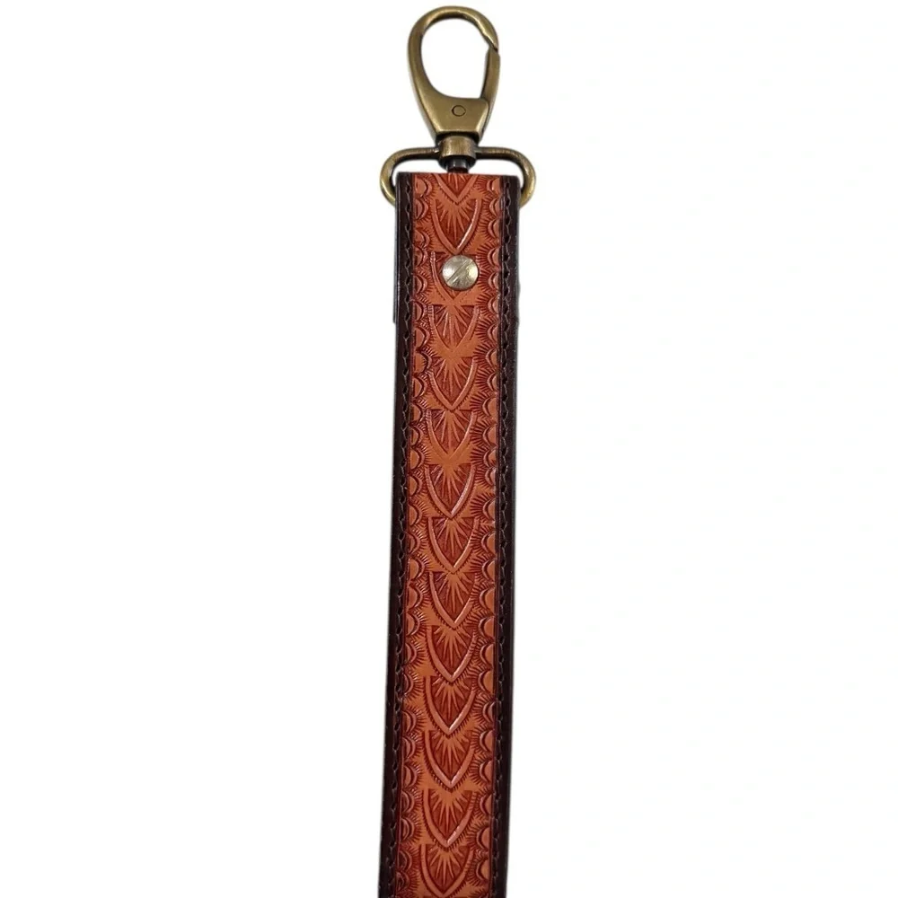 Handcrafted Western Tooled Leather Keychain